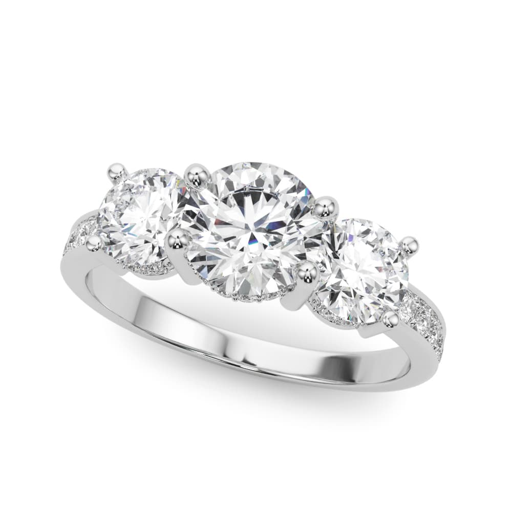 3 STONE HIDDEN HALO PLUS — style 85343 in 10k White Gold