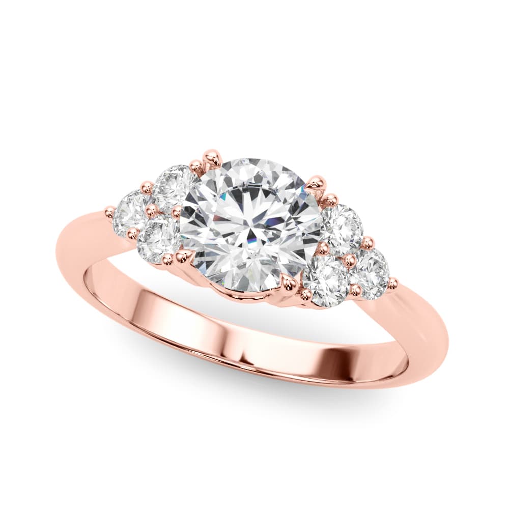 Cluster Accented Engagement Ring, style 85344, Front view in rose gold