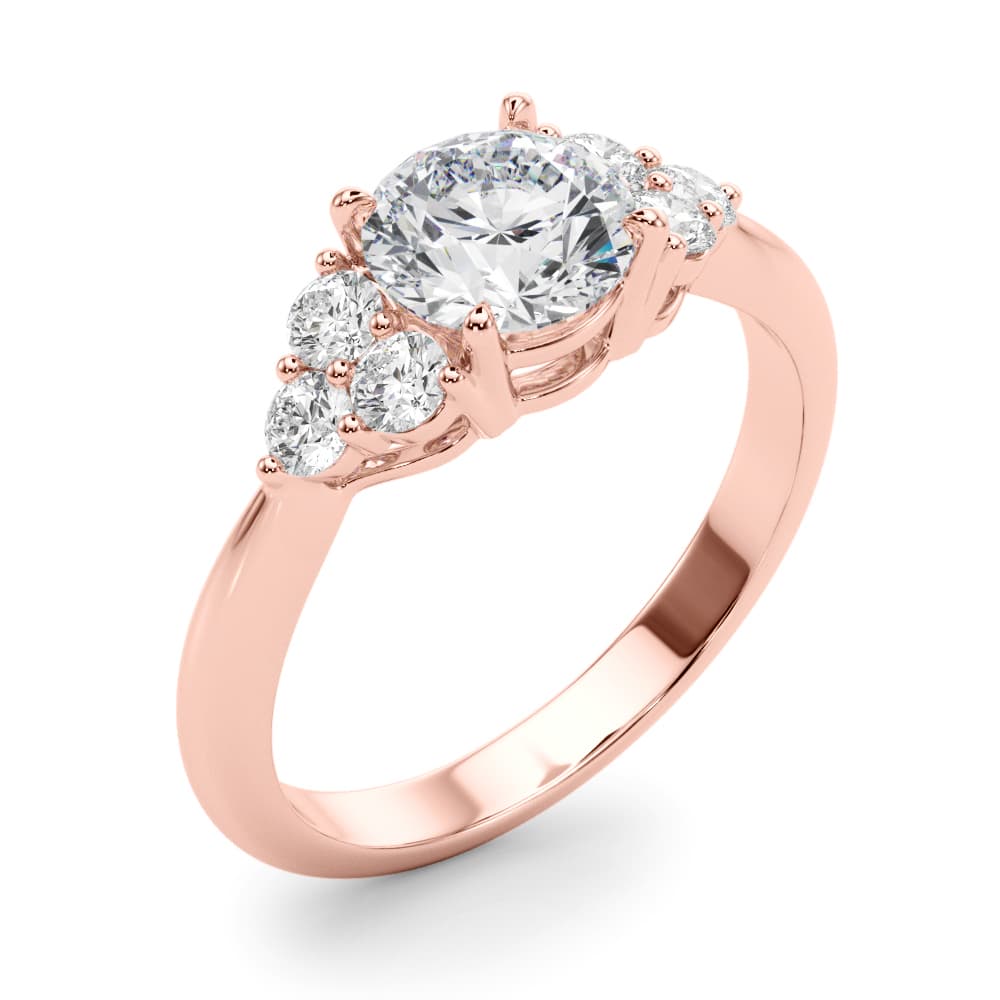 Cluster Accented Engagement Ring, style 85344, Angle view in rose gold