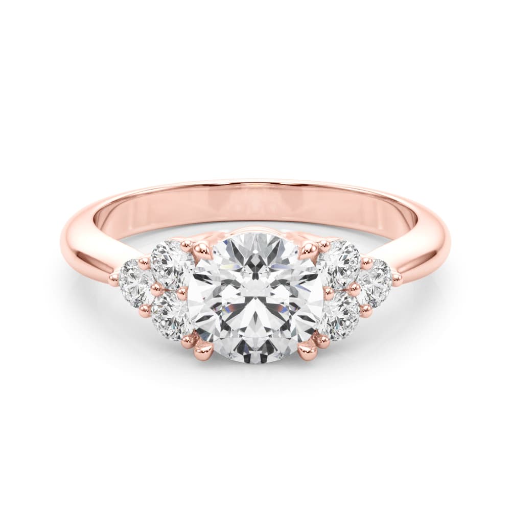 Cluster Accented Engagement Ring, style 85344, On hand view in rose gold