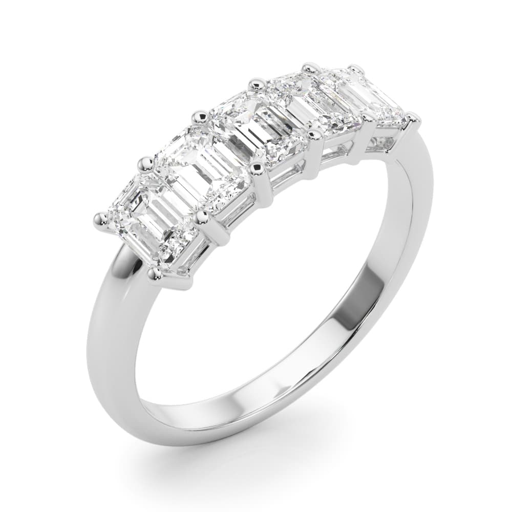 5-Stone Emerald Cut Wedding Bands (1.05 ct. tw.), Angle view in white gold or platinum