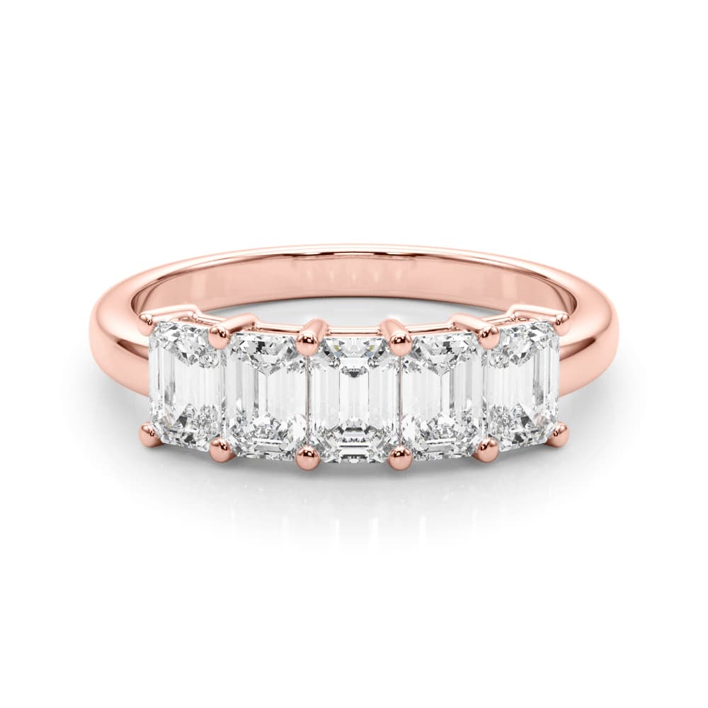 5-Stone Emerald Cut Wedding Bands (2 ct. tw.), On hand view in rose gold