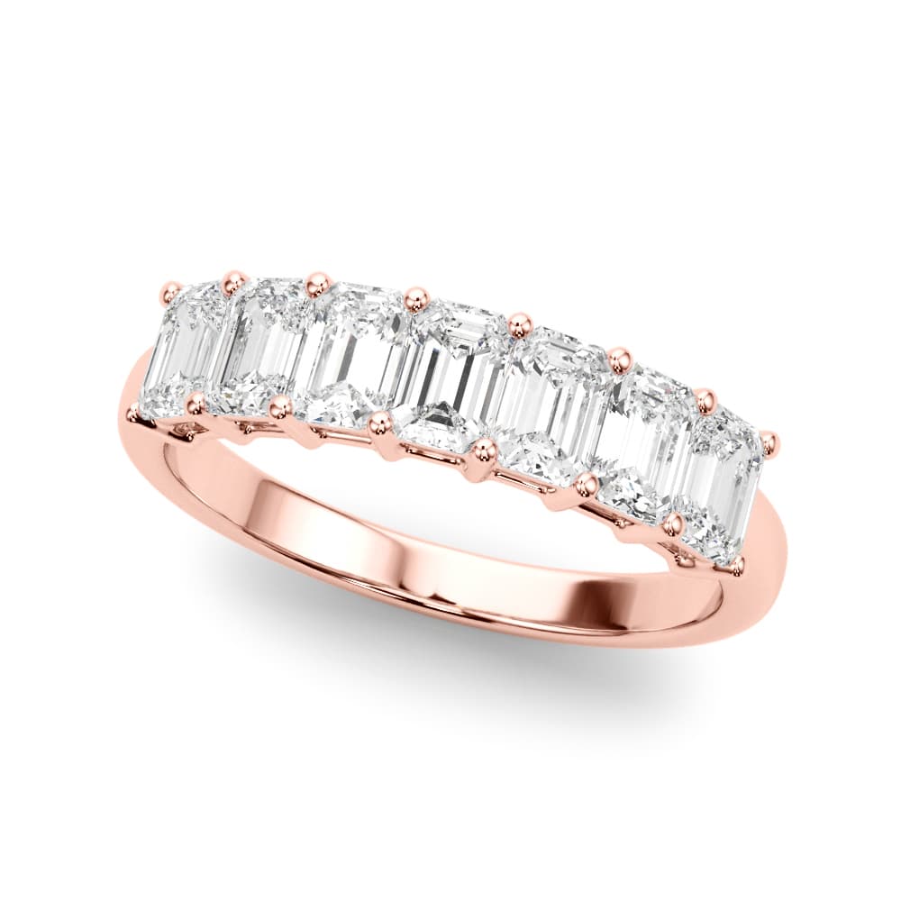 7-Stone Emerald Cut Wedding Band (2 ct. tw.), Front view in rose gold