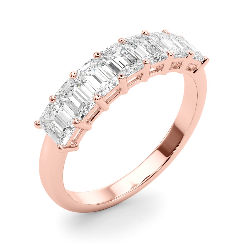 7-Stone Emerald Cut Wedding Band (2 ct. tw.), Angle view in rose gold