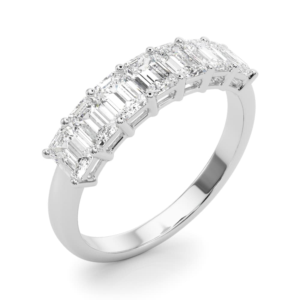 7-Stone Emerald Cut Wedding Band (2 ct. tw.), Angle view in white gold or platinum