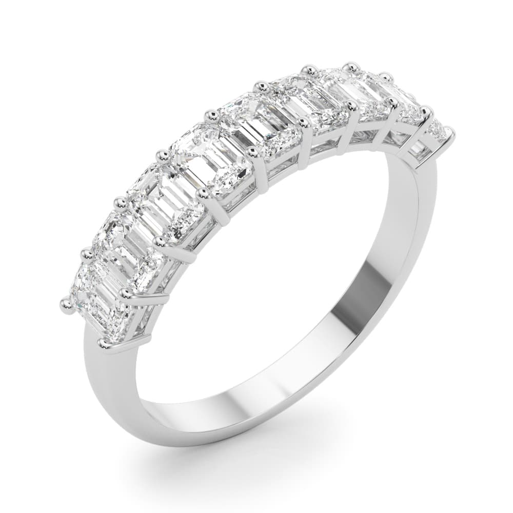 Emerald Cut Shared Prong Wedding Band (1 ct. tw.), Angle view in white gold or platinum