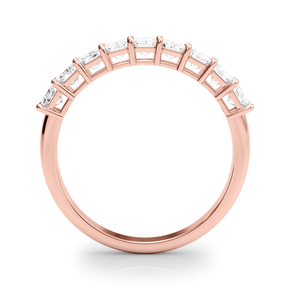 Emerald Cut Shared Prong Wedding Band (1 ct. tw.), Side view in rose gold