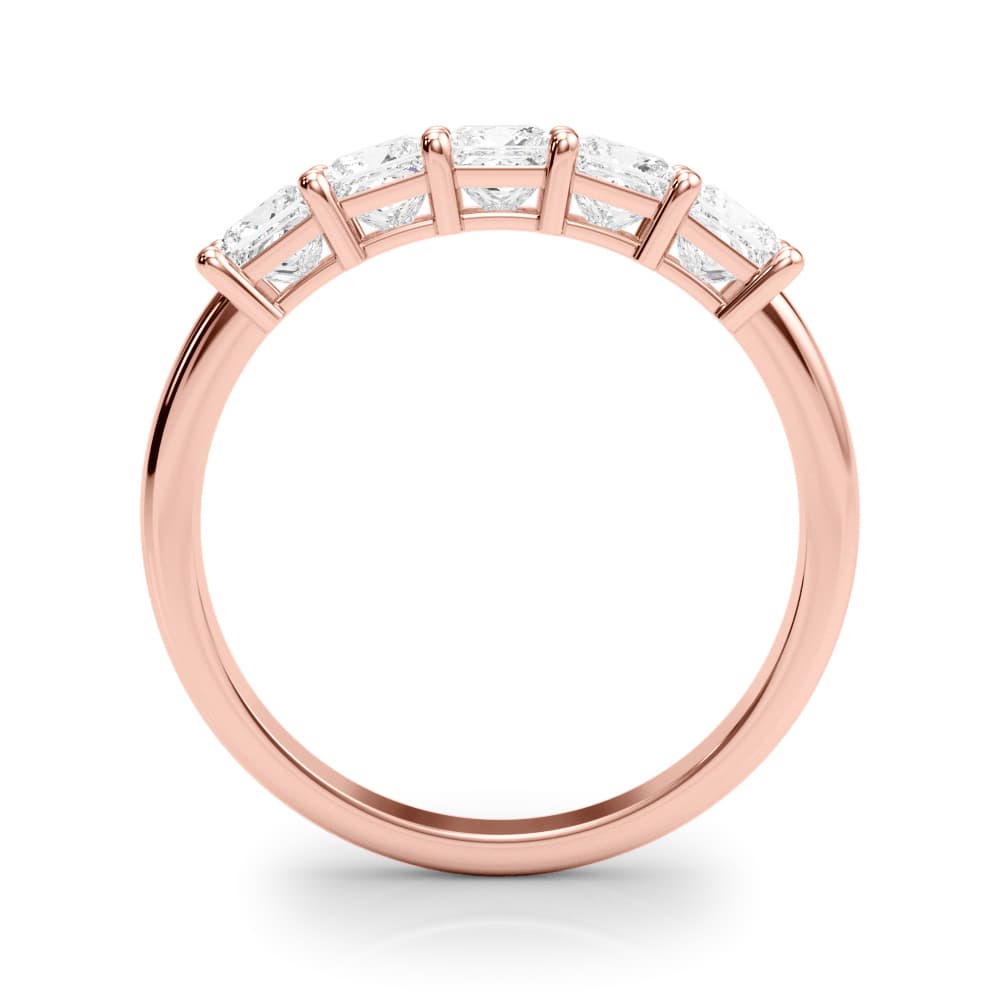 5-Stone Princess Cut Wedding Band (0.85 ct. tw.), Side view in rose gold