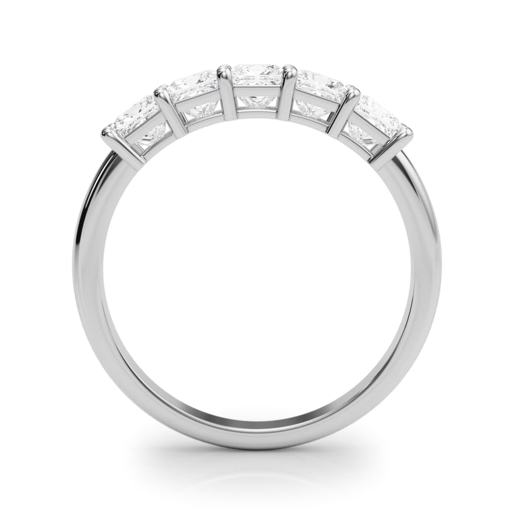 5-Stone Princess Cut Wedding Band (0.85 ct. tw.), Side view in white gold or platinum
