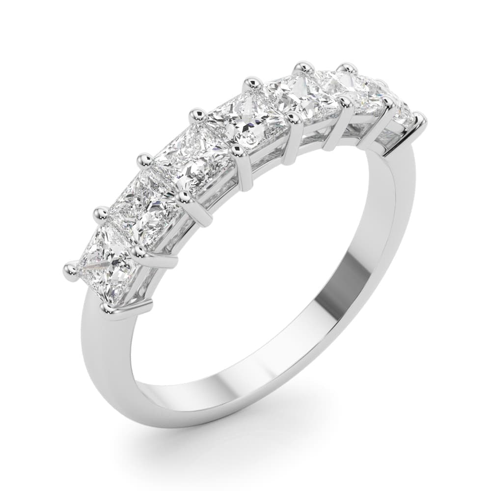 Shared Prong Princess Cut Wedding Bands (1.4 ct. tw.), Angle view in white gold or platinum