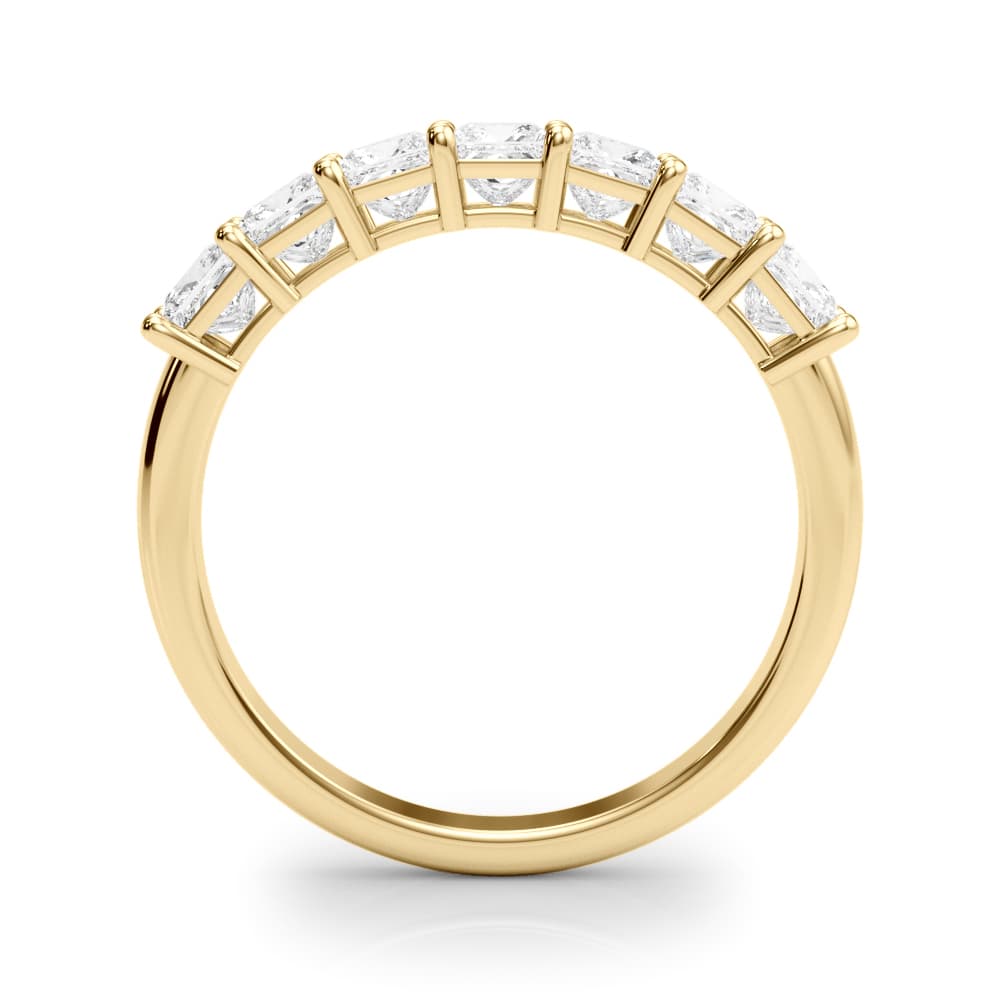 Shared Prong Princess Cut Wedding Bands (1.82 ct. tw.), Side view in yellow gold