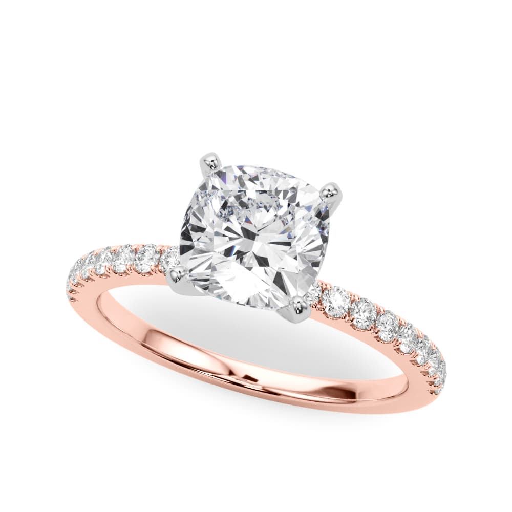 Single Row Engagement Ring in Rose gold