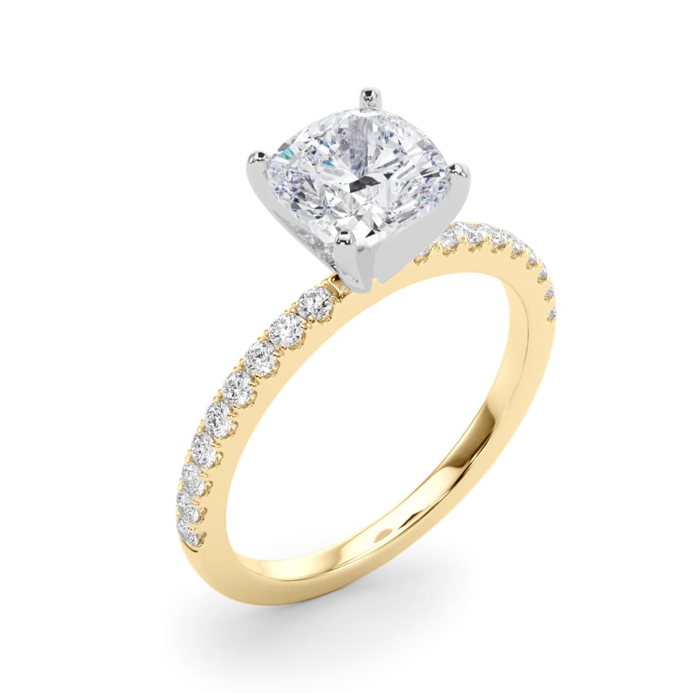 Single Row Engagement Ring, style 85352, Angle view in yellow gold