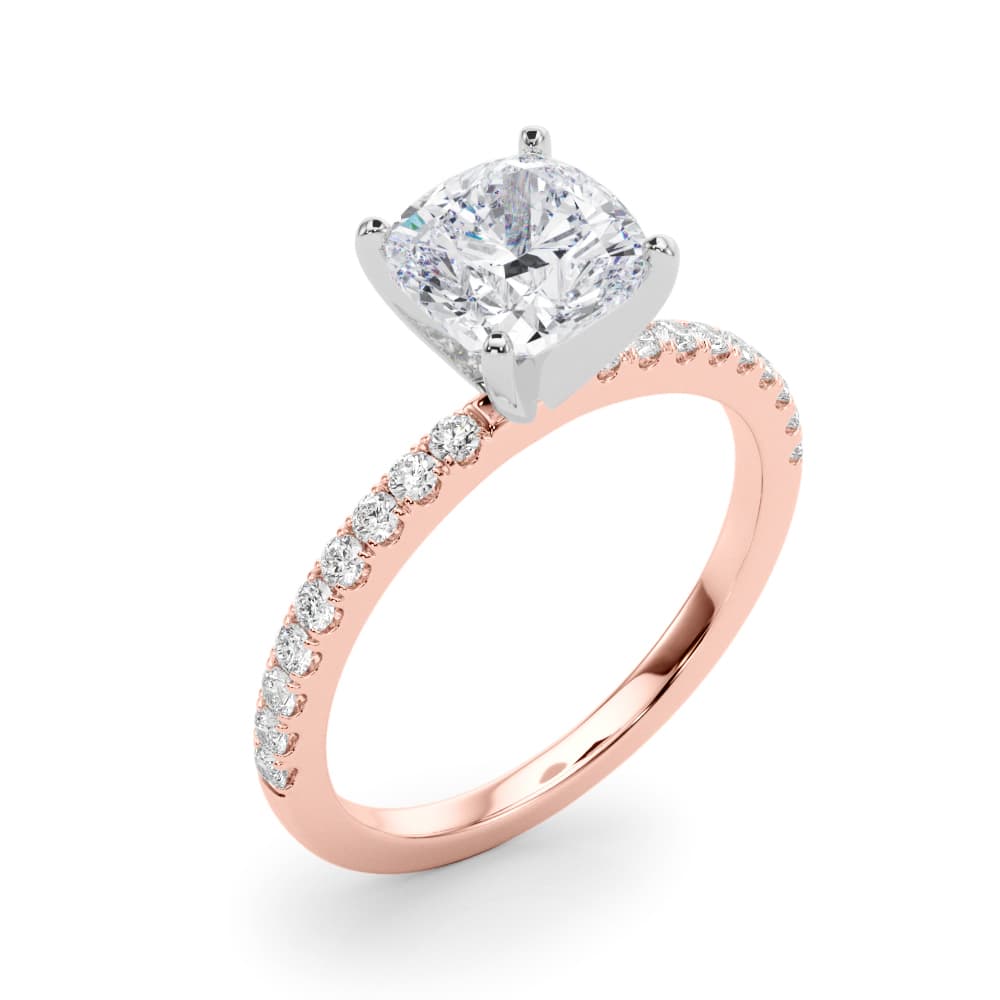 Single Row Engagement Ring, style 85352, Angle view in rose gold
