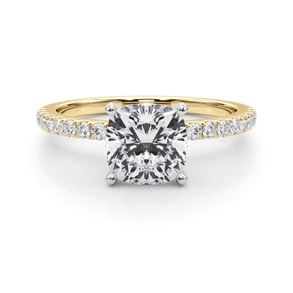 Single Row Engagement Ring, style 85352, On hand view in yellow gold