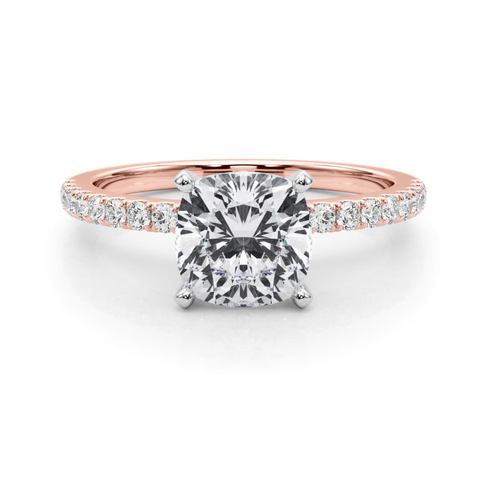 Single Row Engagement Ring, style 85352, On hand view in rose gold