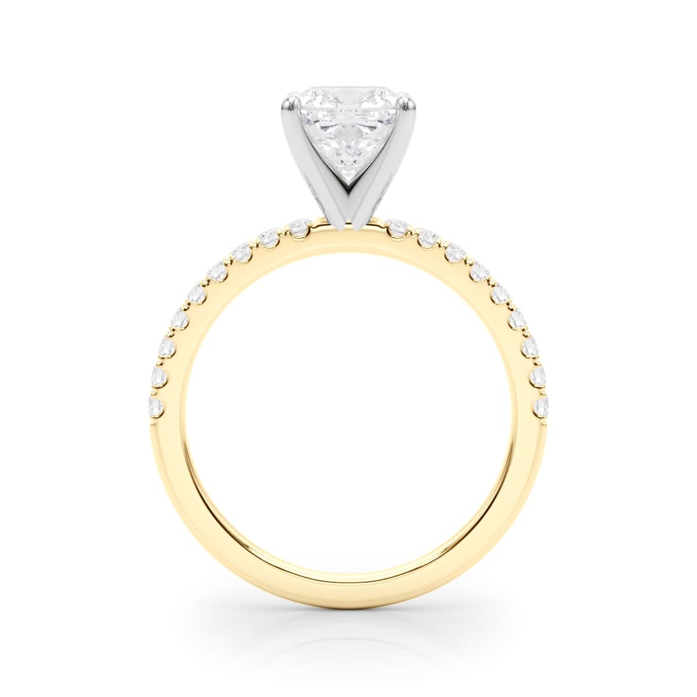 Single Row Engagement Ring, style 85352, Side view in yellow gold