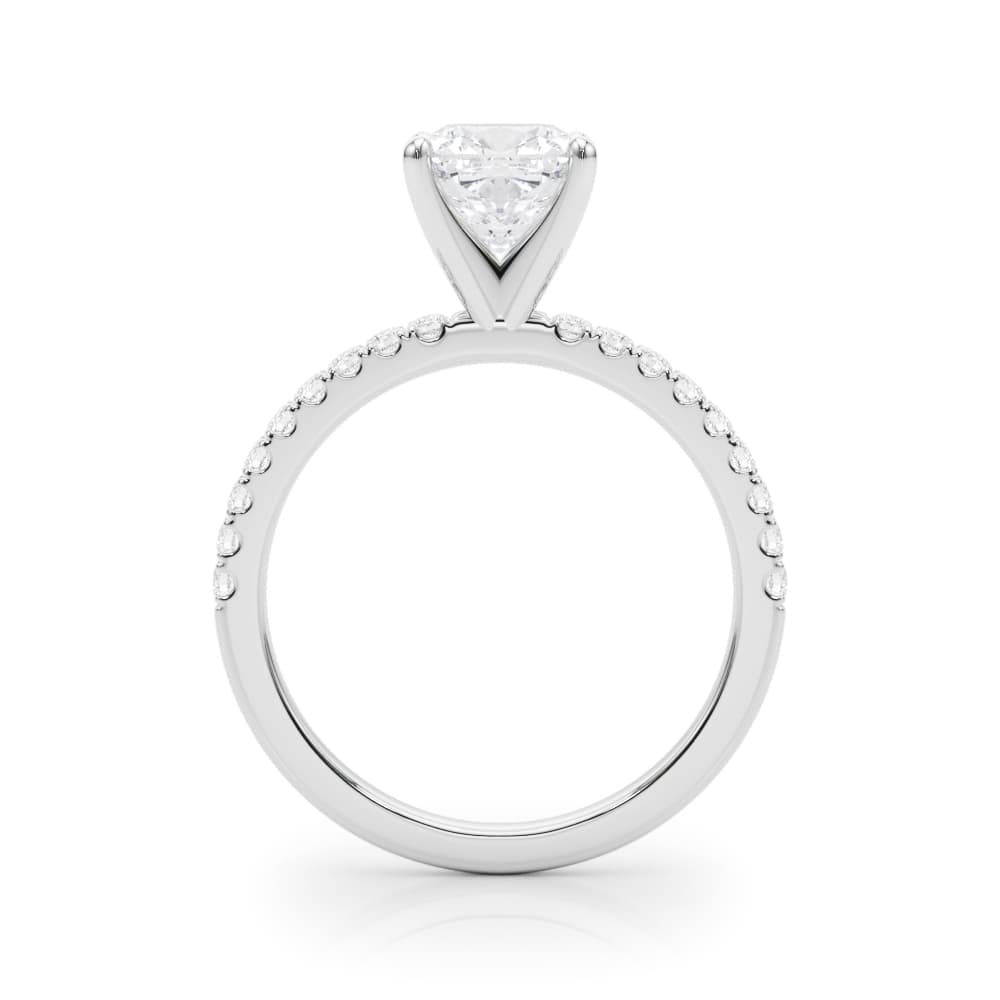 Single Row Engagement Ring, style 85352, Side view in white gold or platinum