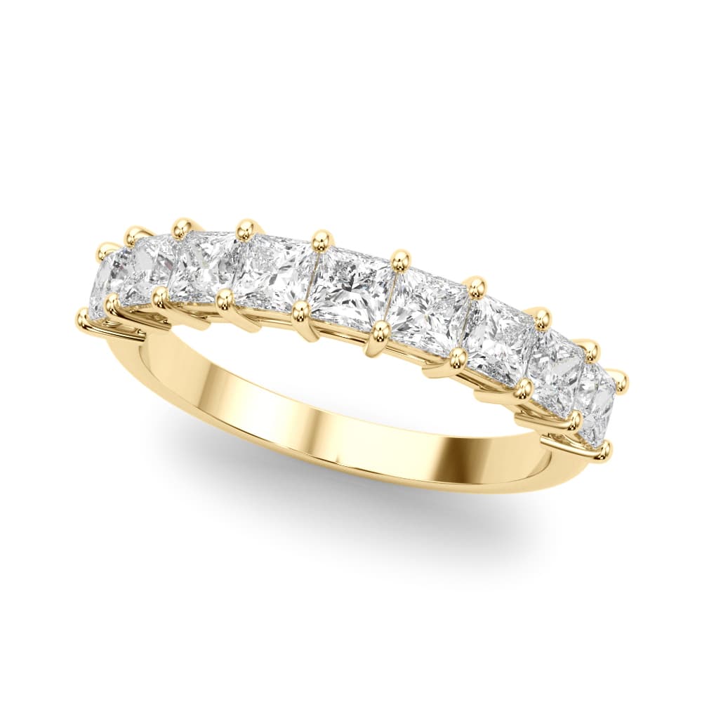 9-Stone Princess Cut Wedding Band (1.8 ct. tw.), Front view in yellow gold