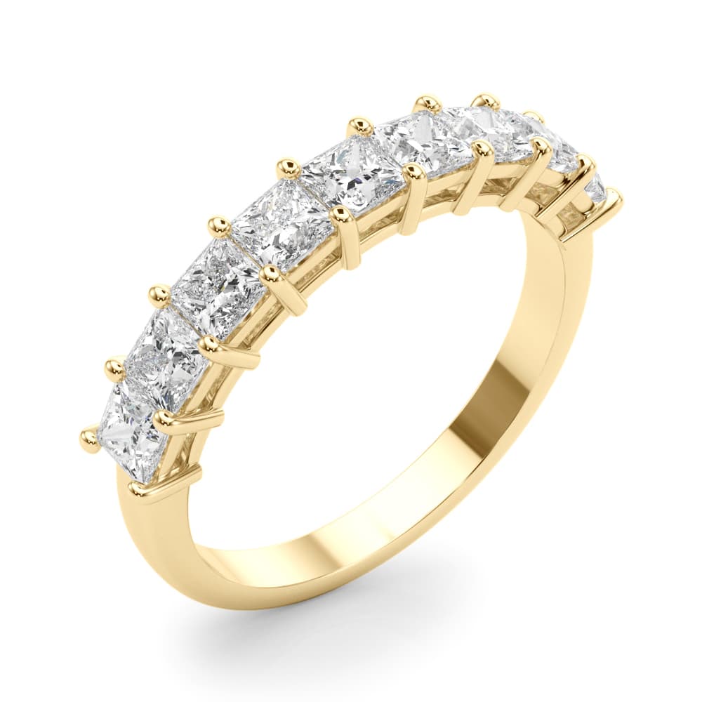 9-Stone Princess Cut Wedding Band (1.8 ct. tw.), Angle view in yellow gold