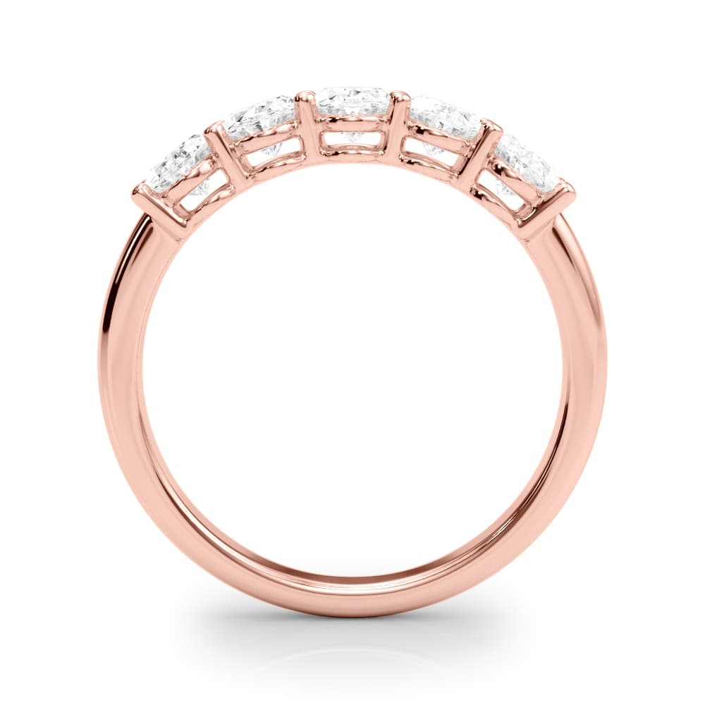 Shared Prong Oval Wedding Band (1.15 ct. tw.), Side view in rose gold