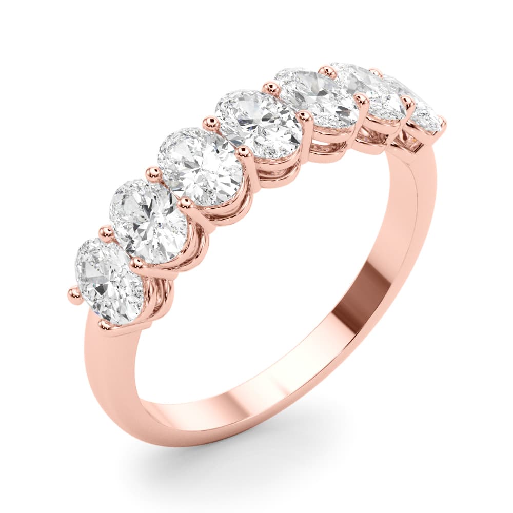 7-Stone Oval Shared Prong Band (1 2/3 ct. tw.), Angle view in rose gold