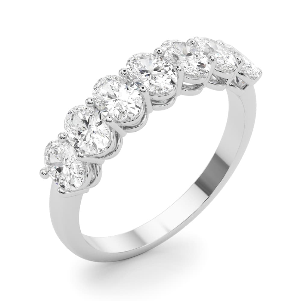 7-Stone Oval Shared Prong Band (1 2/3 ct. tw.), Angle view in white gold or platinum