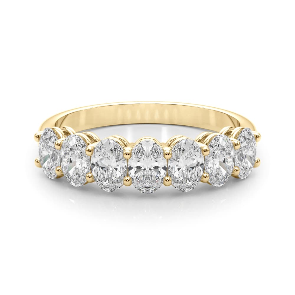 7-Stone Oval Shared Prong Band (1.05 ct. tw.), On hand view in yellow gold