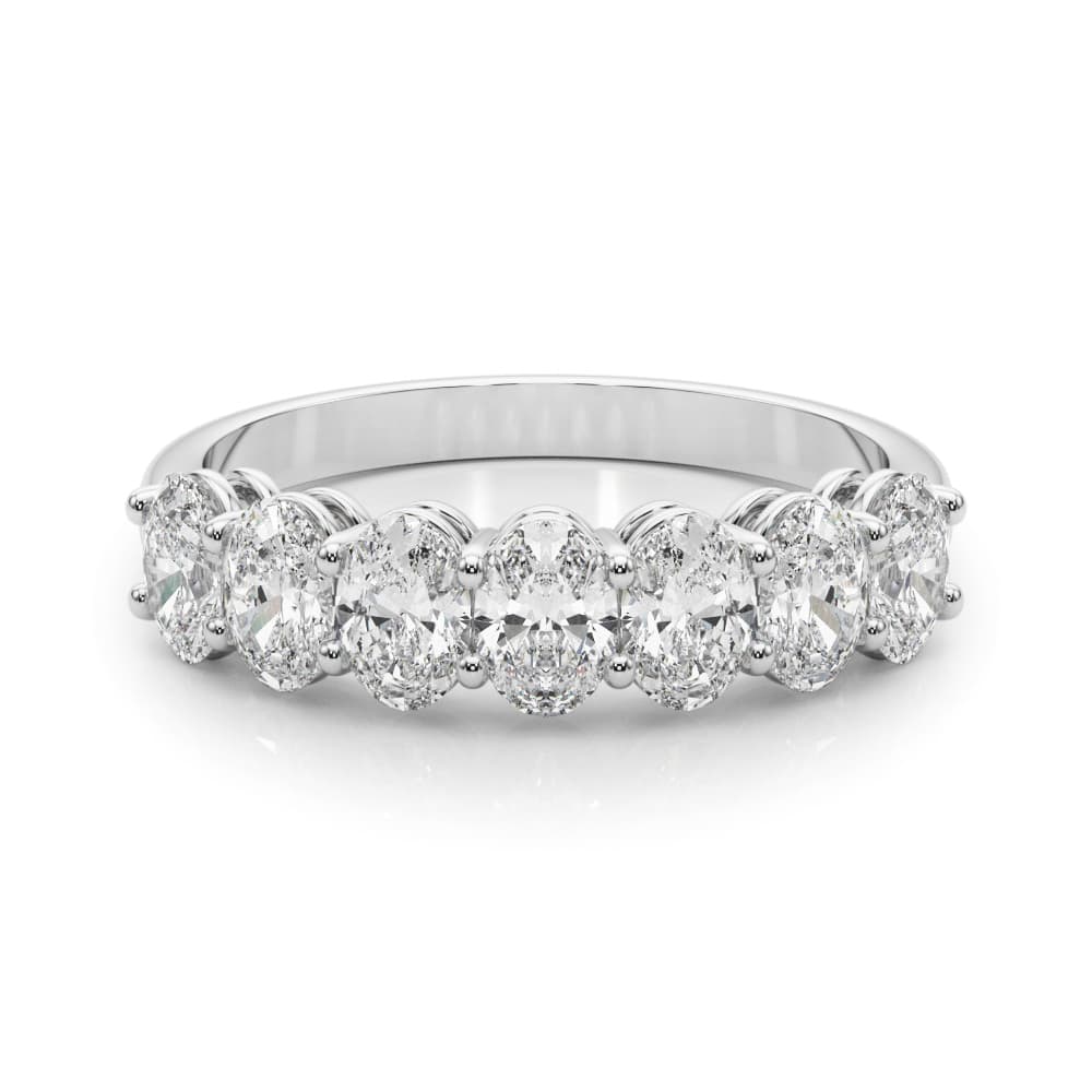 7-Stone Oval Shared Prong Band (1 2/3 ct. tw.), On hand view in white gold or platinum