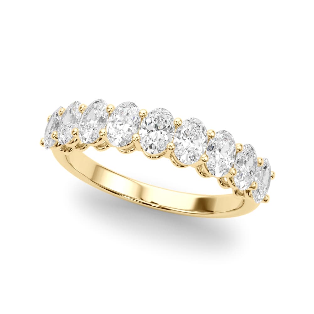 9-Stone Shared Prong Oval Wedding Band (1.8 ct. tw.), Front view in yellow gold