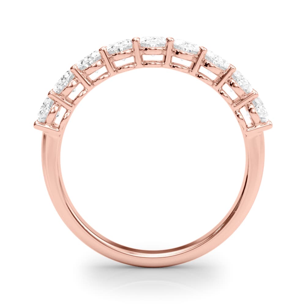 9-Stone Shared Prong Oval Wedding Band (1.8 ct. tw.), Side view in rose gold