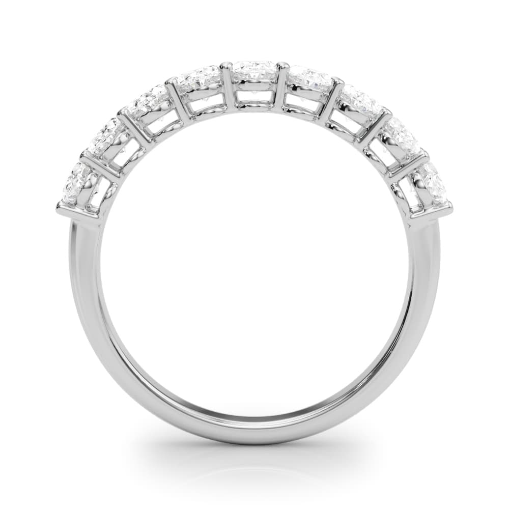 9-Stone Shared Prong Oval Wedding Band (1.08 ct. tw.), Side view in white gold or platinum