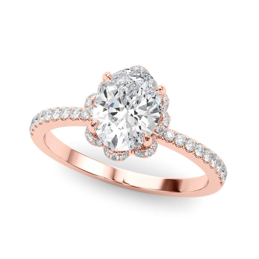 Engagement Ring Oval Cent, style 85357, Front view in rose gold