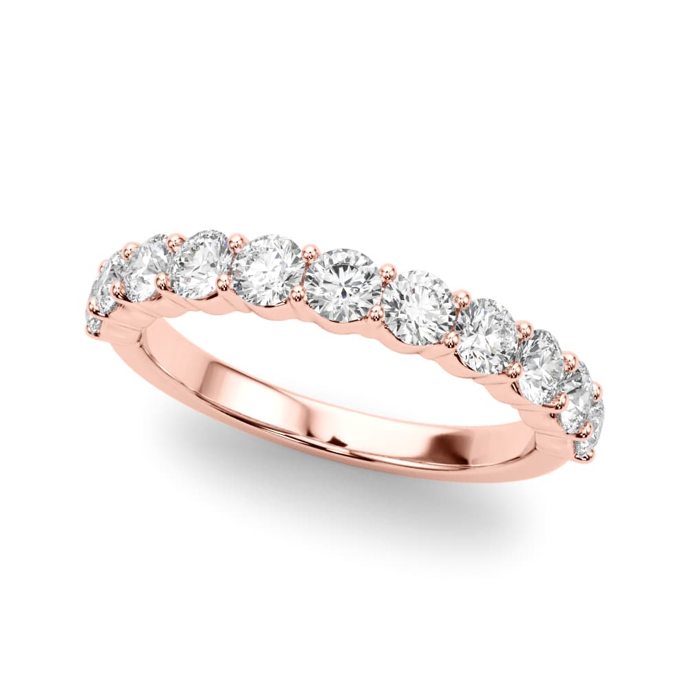 Shared Prong Wedding Band (0.99 ct. tw.), Front view in rose gold