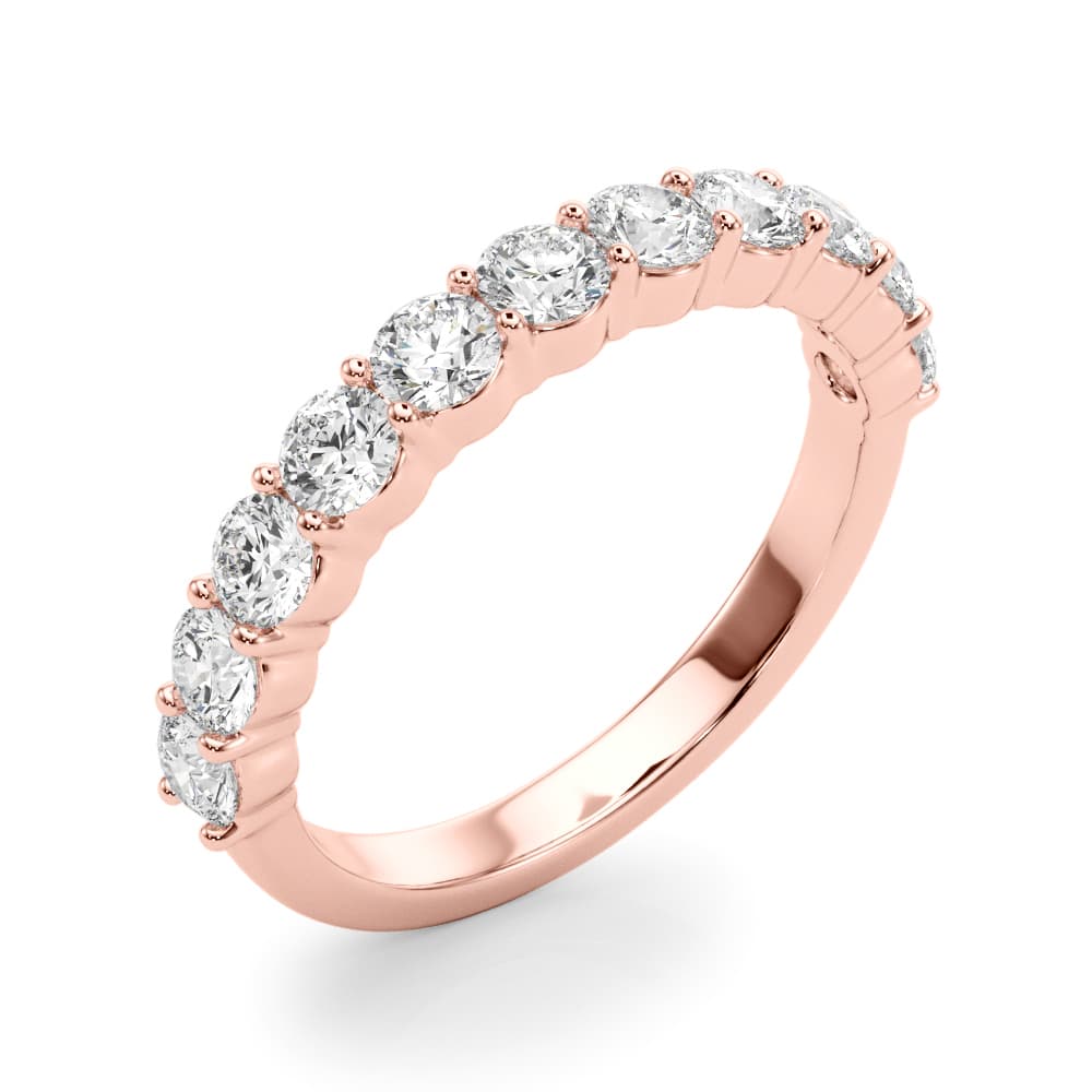 Shared Prong Wedding Band (0.99 ct. tw.), Angle view in rose gold