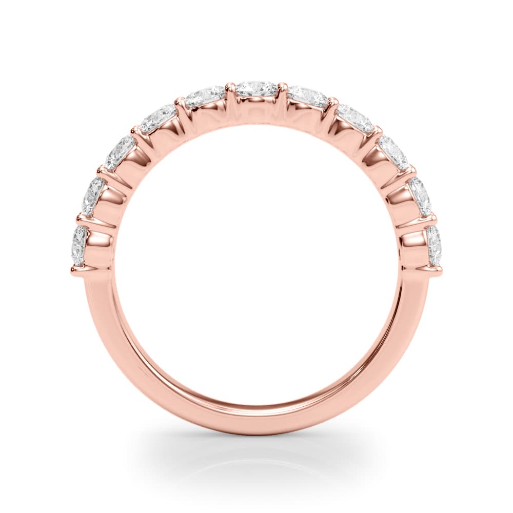 Shared Prong Wedding Band (0.99 ct. tw.), Side view in rose gold