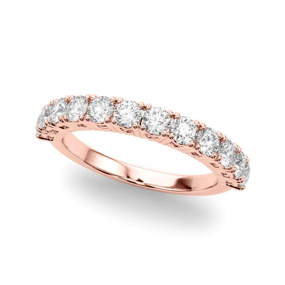 Straight Prong Set Wedding Band (0.96 ct. tw.), Front view in rose gold