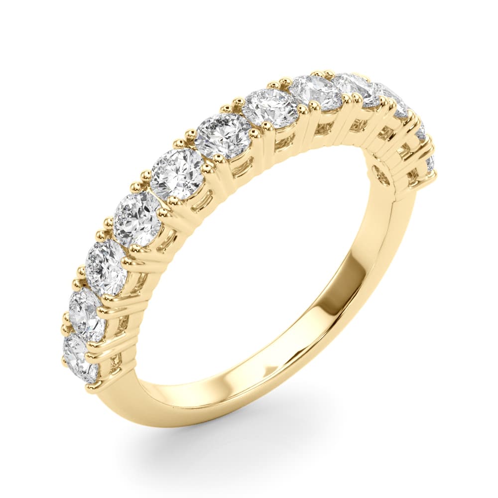 Straight Prong Set Wedding Band (0.53 ct. tw.), Angle view in yellow gold