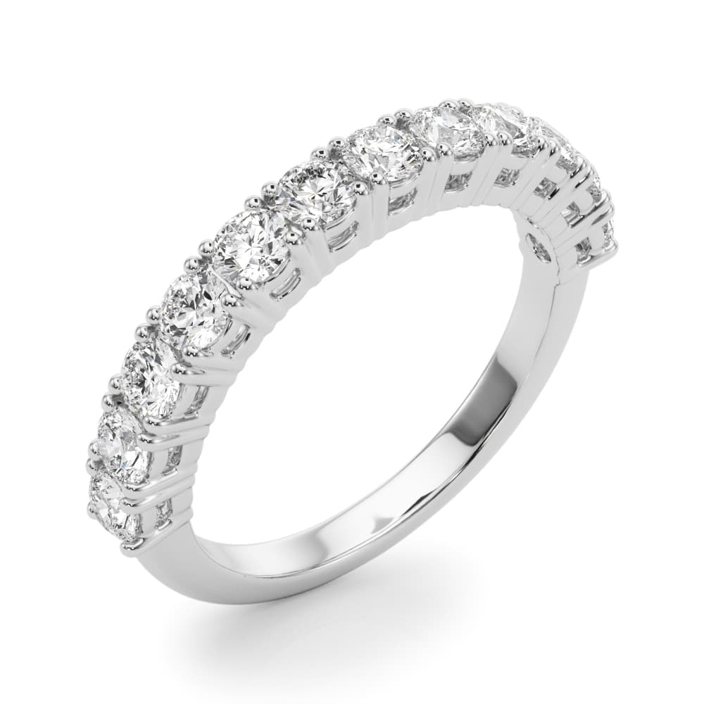 Straight Prong Set Wedding Band (0.53 ct. tw.), Angle view in white gold or platinum
