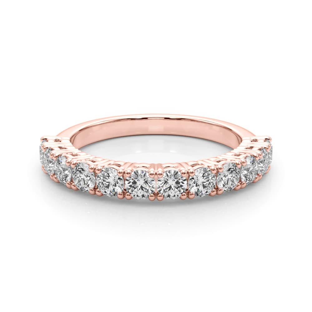 Straight Prong Set Wedding Band (0.96 ct. tw.), On hand view in rose gold