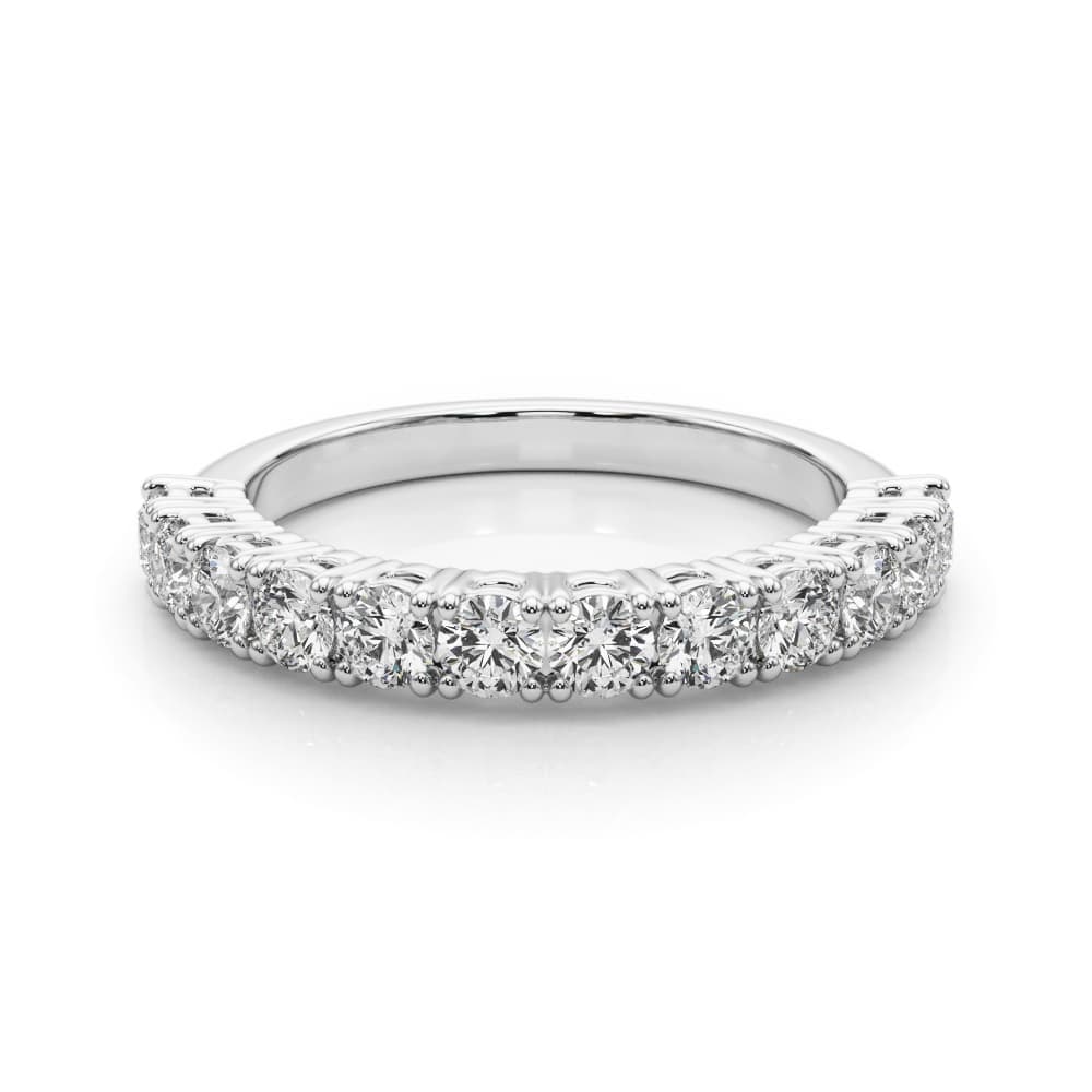 Straight Prong Set Wedding Band (0.53 ct. tw.), On hand view in white gold or platinum