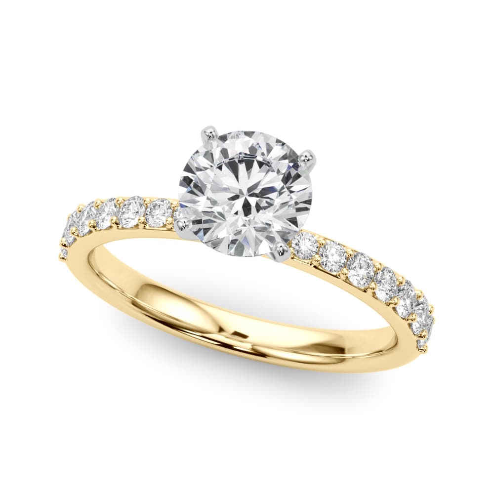 Single Row Prong Set Engagement Ring in Yellow gold