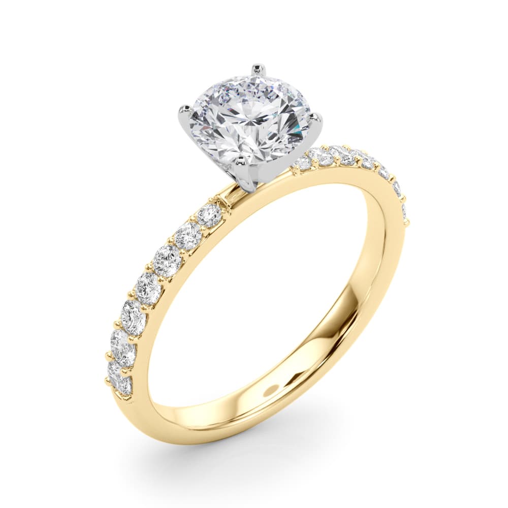 Single Row Prong Set Engagement Ring, style 85362, Angle view in yellow gold