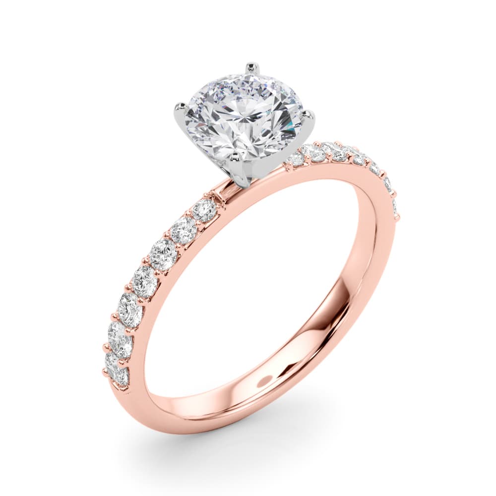 Single Row Prong Set Engagement Ring, style 85362, Angle view in rose gold