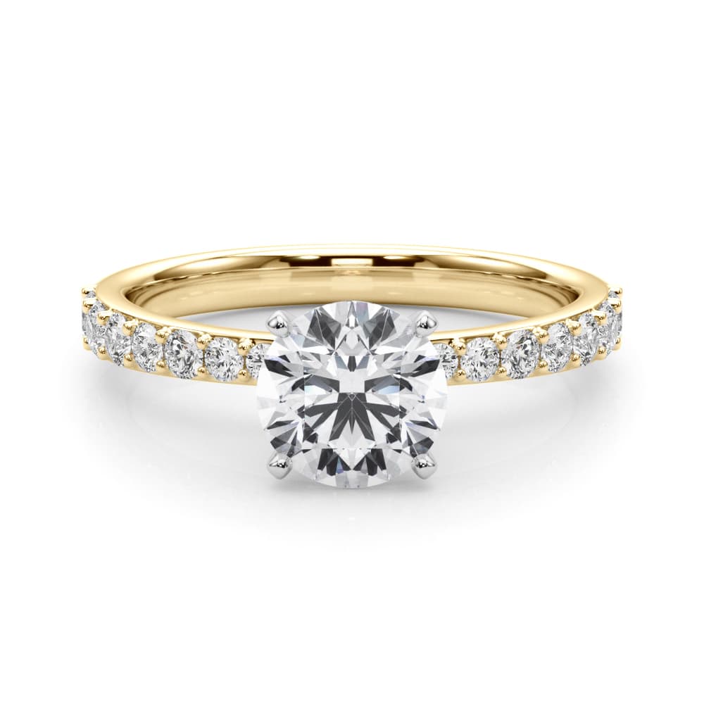 Single Row Prong Set Engagement Ring, style 85362, On hand view in yellow gold