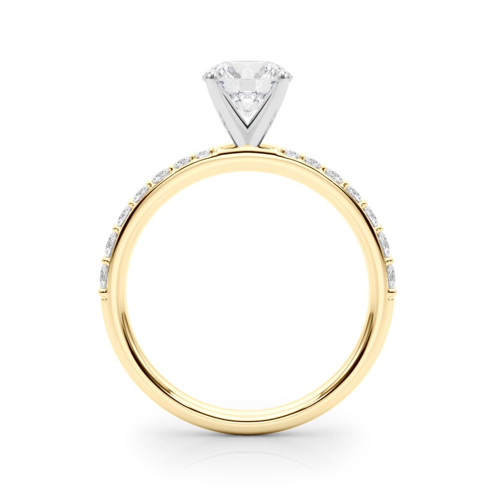 Single Row Prong Set Engagement Ring, style 85362, Side view in yellow gold
