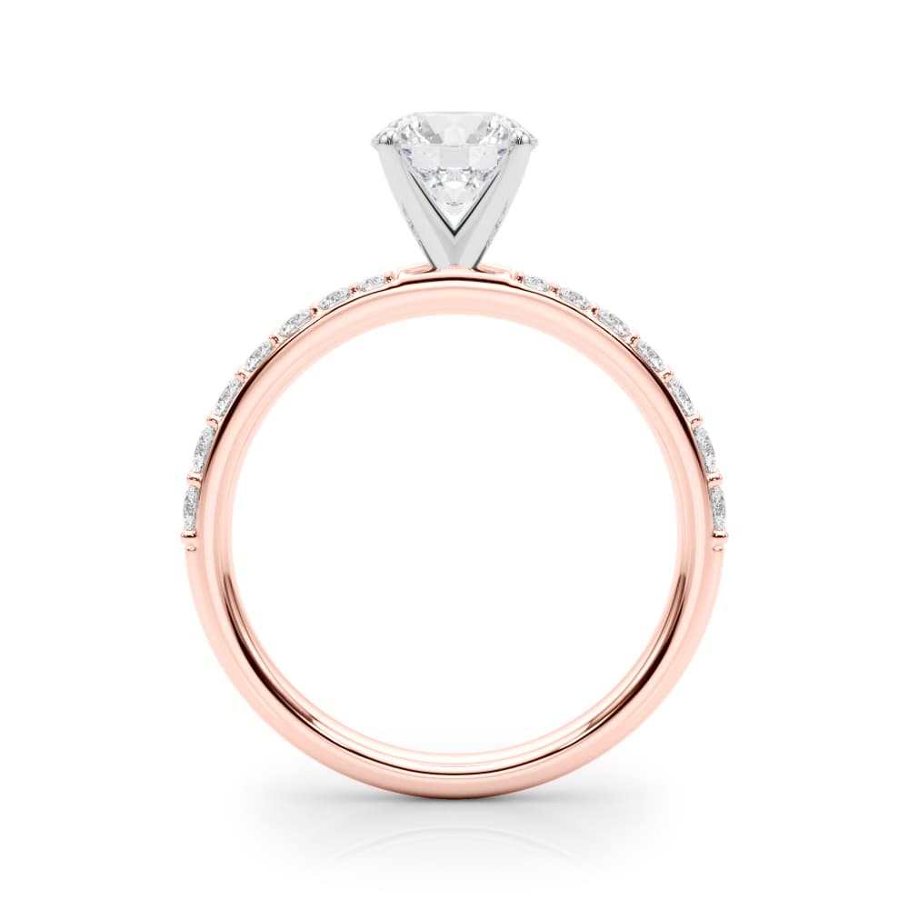 Single Row Prong Set Engagement Ring, style 85362, Side view in rose gold