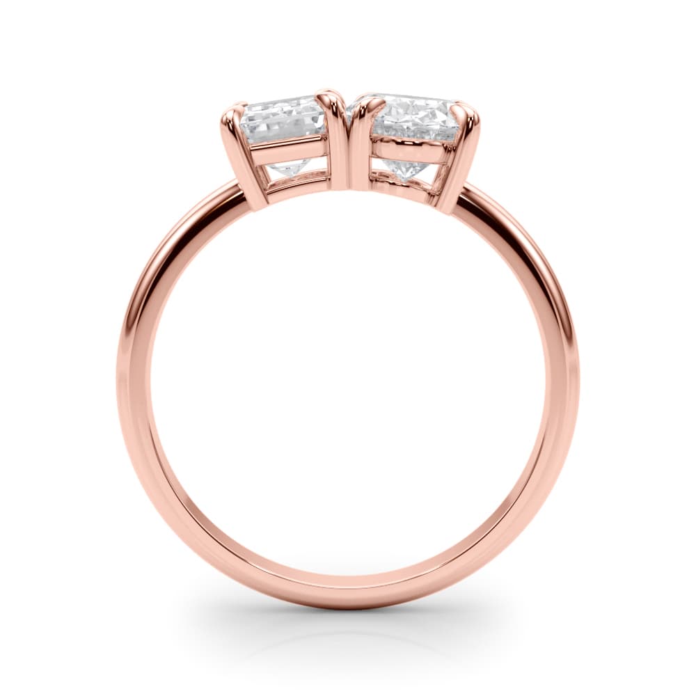 2-Stone Oval & Emerald Engagement Ring, style 85363, Side view in rose gold
