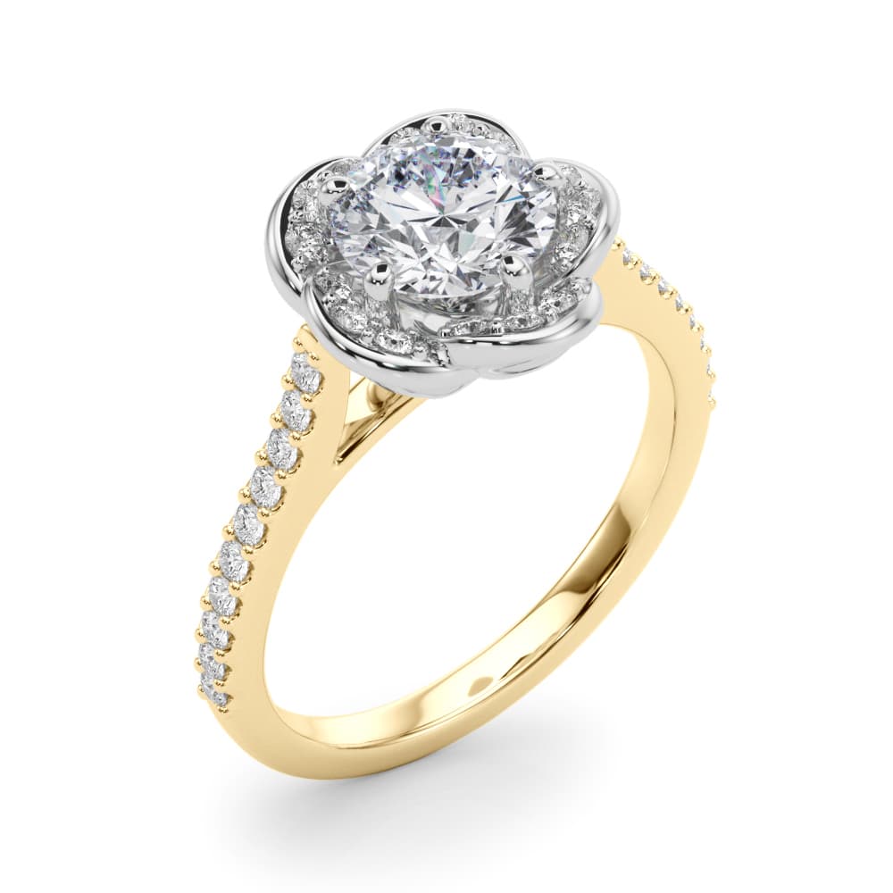 Prong Cluster Bands, style 85365, Angle view in yellow gold