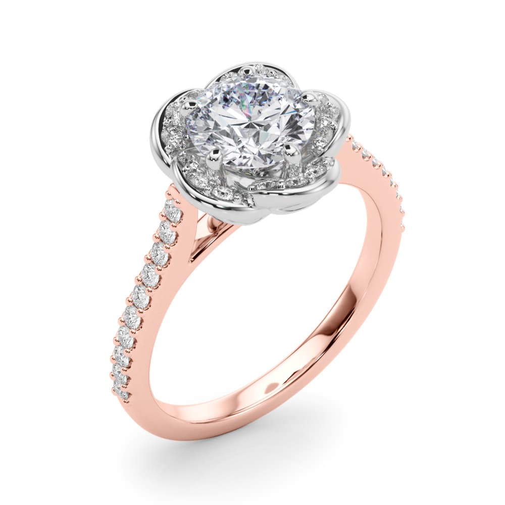Prong Cluster Bands, style 85365, Angle view in rose gold